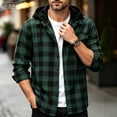 thumbnail image 2 of QIYAGBSA Hooded Plaid Shirt for Men, Long Sleeve Button Down Flannel Jacket with Pockets for Fall and Outdoor Wear, 2 of 9