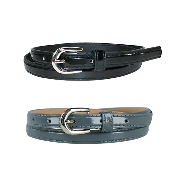 CTM Cinturón de Vestir Skinny (Pack de 2 Colores) (Mujer)