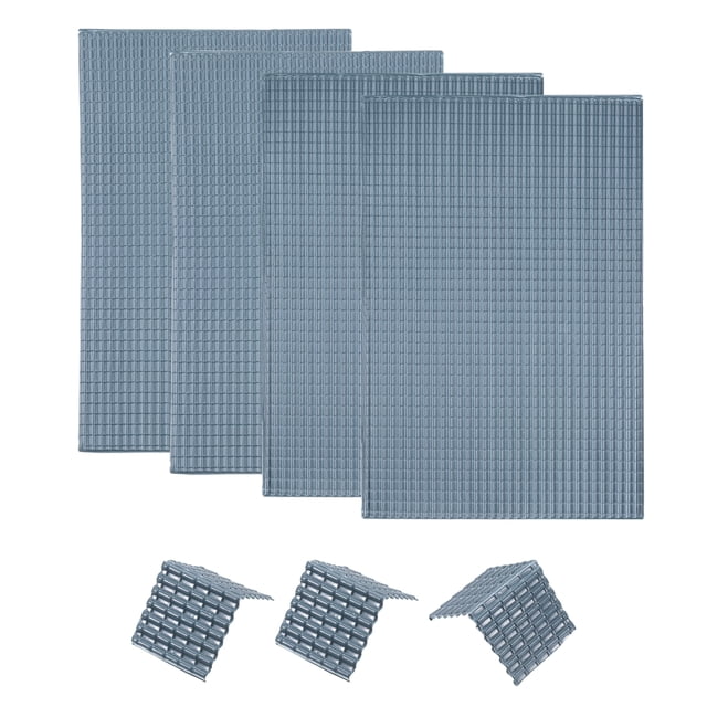Miniatura Techo Tejas PVC Modelo Tejado Azulejos Mini DIY Azulejos Modelo Edificio Juego para Jardín Arena Mesa Oscuro Gris Paquete de 4