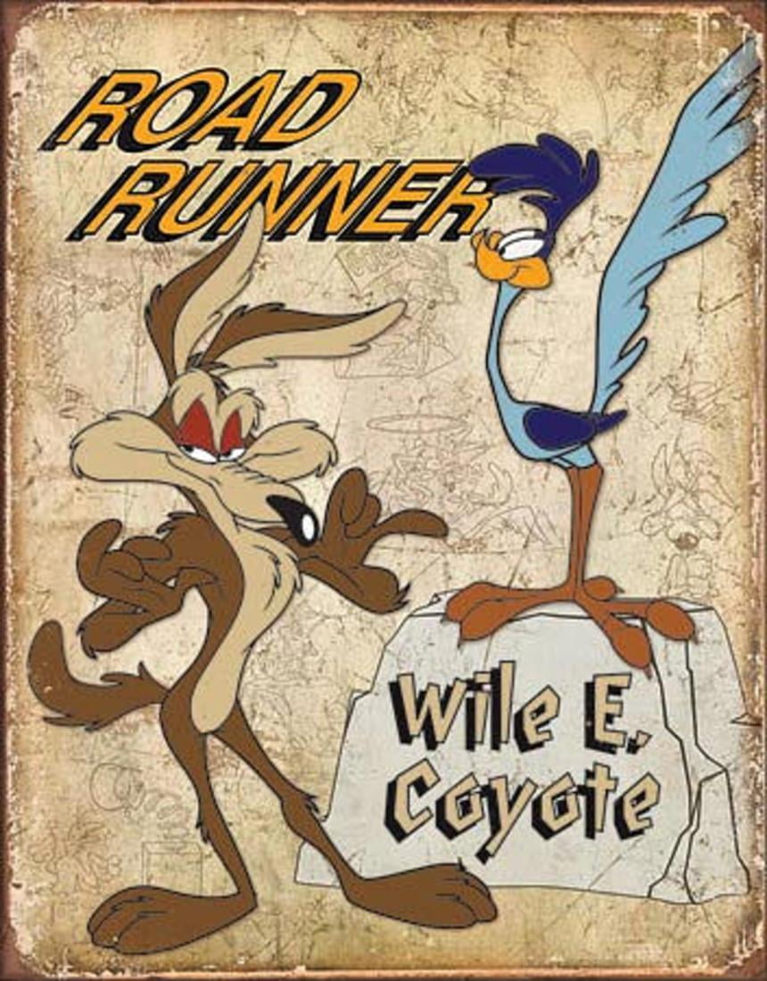 Road Runner & Wyle E Coyote Tin Sign - 12.5x16 - Walmart ...