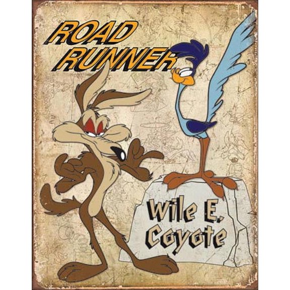 Road Runner & Wyle E Coyote Tin Sign 13 x 16in
