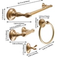 thumbnail image 2 of SENTO ROBIKI Modern Bathroom Accessories Set, Heavy Duty Metal Bath Hardware Set Wall Mounted, Includes Robe Hook, Standard Toilet Paper Holder, Towel Ring, 24” Towel Bar (4-Piece, Satin Brass), 2 of 8