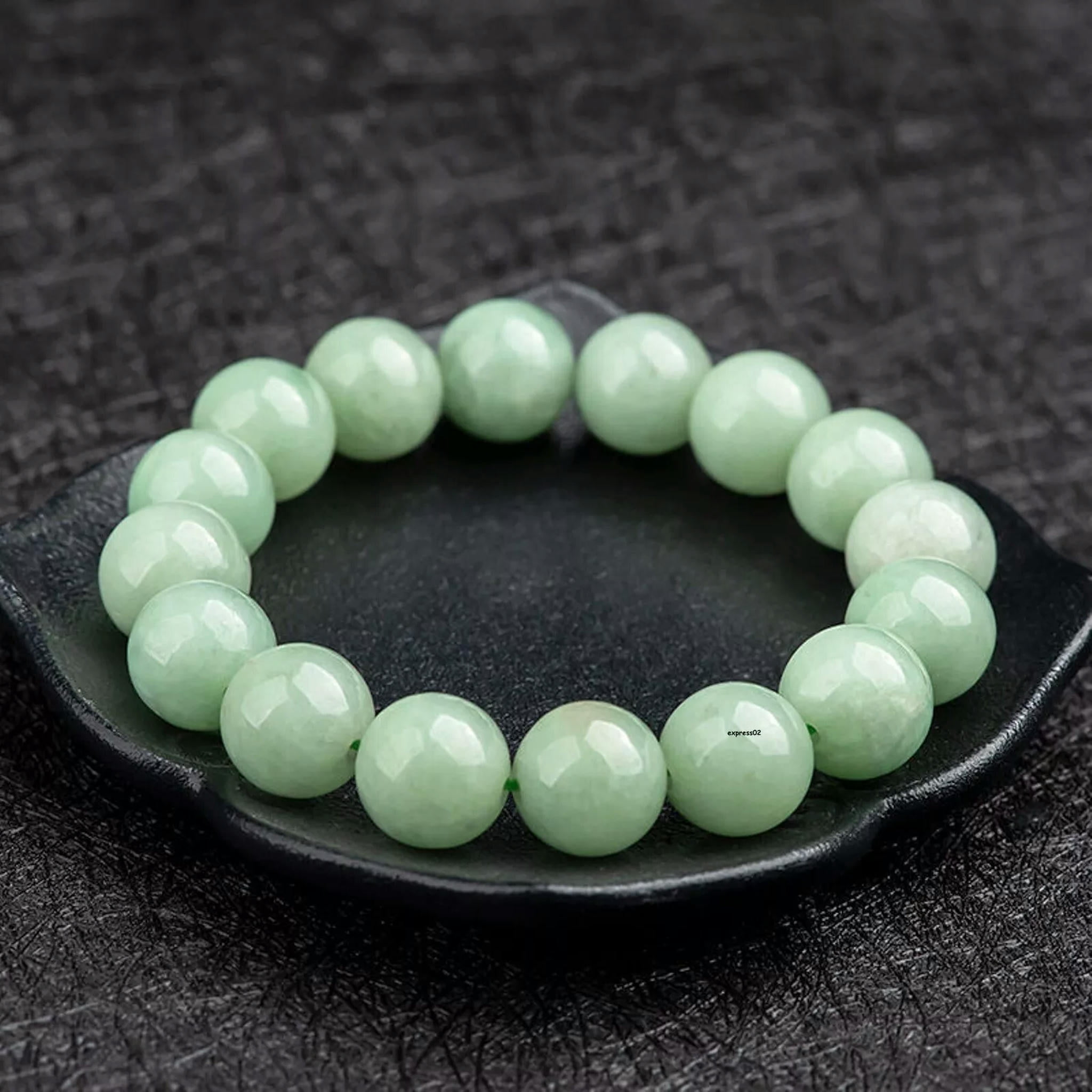 HOOUN Natural Grade A Jade Jadeite Lucky Men Women Best 13mm Round&nbsp;Beaded Bracelet