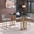 thumbnail image 2 of Counter Height Bar Stools with Backs Set of 2 for Kitchen, Mid-Century Modern Velvet Fabric Kitchen Stools with Gold Metal Chrome Base for Counter Pub, Farmhouse Upholstered Chairs Dining Chairs, Gray, 2 of 7