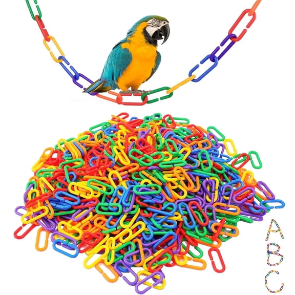 Plastic C-Clip Hooks Chain Links, Interchangeable Rainbow C-Links for Classroom Playroom Learning Toys, Mix Color Small Pet Rat Parrot Bird Toy Cage