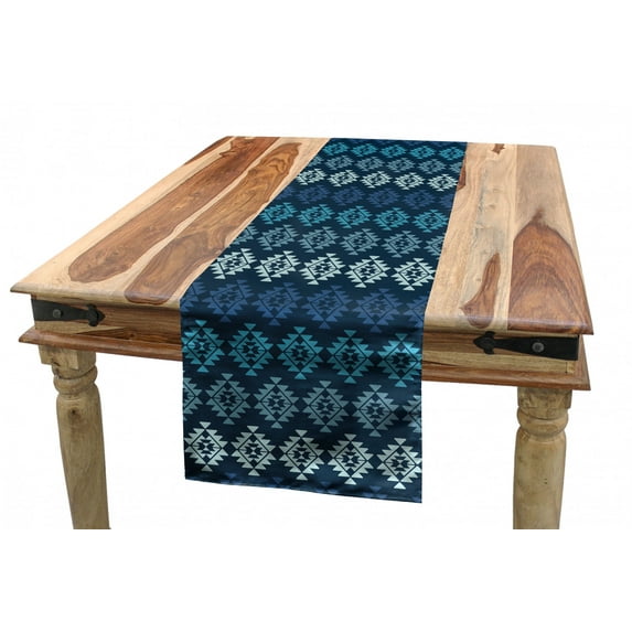 Boho Table Runner, Horizontally Aligned Traditional Zigzag Formations, Dining Room Kitchen Rectangular Runner, 3 Sizes, by Ambesonne