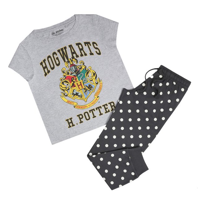 Harry Potter - Set de Pijama Largo Hogwarts para Mujer (Azul, Blanco)