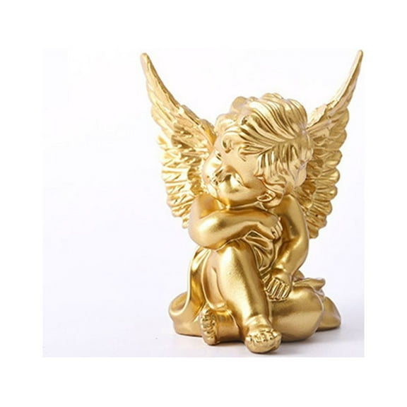 Pretyzoom 1 Pair Cherub Statue Golden Resin Home Decor for Gathering Party