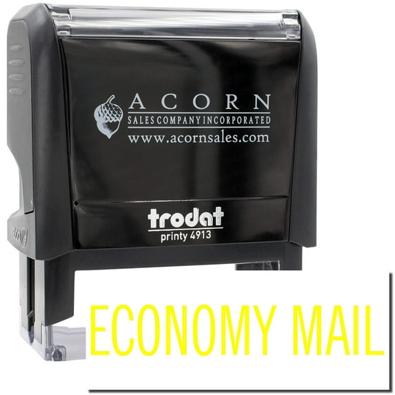 Large Self-Inking Economy Mail Stamp, Trodat Printy 4913, Press and Print Stamping, Impression Size 7/8" x 2-1/4", Up to 10,000 Impressions - Yellow Ink