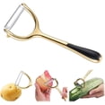 thumbnail image 1 of Pelres de verduras para cocina, pelr de patatas y zanahorias en forma de Y, pelr de frutas eficiente, herramienta de pel con removedor de ojos de patata, mango ergonómico (hoja plana, 1 of 3