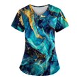 thumbnail image 1 of uniforme de trabajo estampado de moda SCZ para mujer con camiseta de bolsillo top de manga corta azul oscuro 3xl, 1 of 3