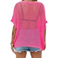 thumbnail image 5 of Womens Crochet Sweater Tops Batwing Short Sleeve Oversized Boat Neck Boho Knit Summer Beach Cover Ups, 5 of 6