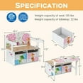 thumbnail image 3 of Costway 3 in 1 Kids Convertible Activity Bench Children Table & Chair Set with 2 Bins White, 3 of 10