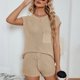 thumbnail image 2 of Camisa básica sencilla para mujer traje de vacaciones holgado de Color sólido con retazos y bolsillo superior, 2 of 9
