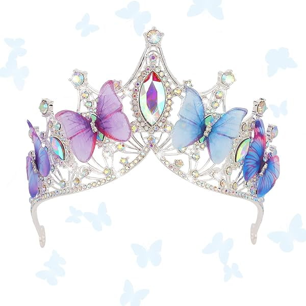 wonima11 Butterfly Queen Crown Fairy Crowns for Women Girls Crystal Tiara Dazzling Tiaras for Costume Cosplay Butterfly Gifts