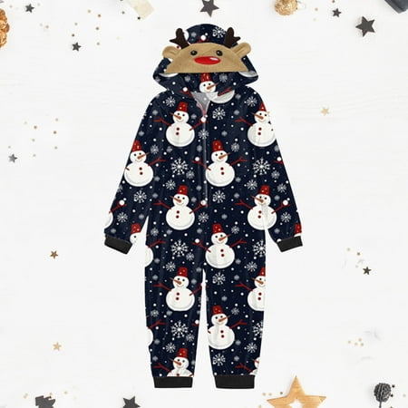

[New Year New You 2022!] Christmas Pajamas for Family Suncoda Matching Family Christmas Onesies Pajamas Sets Elk Antler Hooded Romper PJ s Zipper Jumpsuit Loungewear (Baby)