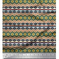 thumbnail image 1 of Soimoi Green Velvet Fabric Aztec Geometric Printed Fabric 1 Yard 58 Inch Wide, 1 of 3