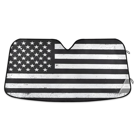 ALAZA Black White Flags Pattern Car Windshield Sun Shade Foldable UV Ray Sunshade Visor Protector 55 x 27.6in