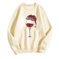 thumbnail image 4 of CheerKidz Women's Christmas Print Sweatshirt - Long Sleeve Round Neck Loose Blouse Holiday Themed T-Shirt Style Soft Winter Party Casual Top(Beige,S), 4 of 4