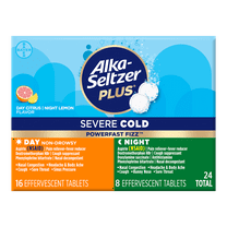 Alka-Seltzer Plus Powerfast Fizz Severe Day   Night Cold Medicine, Effervescent Tablets, 24 Count