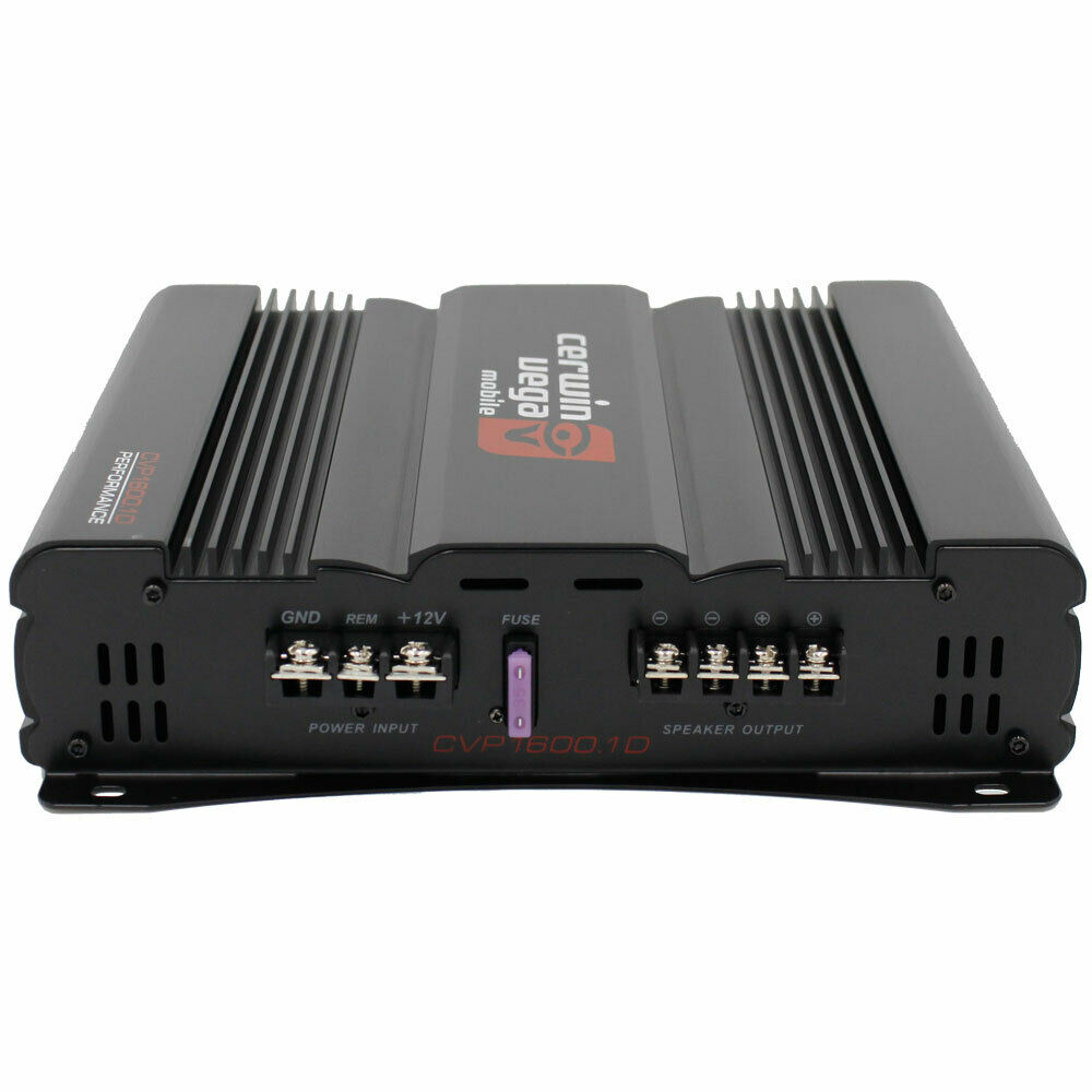Cerwin Vega CVP1600.1D Mono Class D Amp 1600W + 4 Gauge Amp Kit – Single Channel Car Amplifier