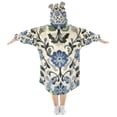 thumbnail image 2 of FORMRS Wearable Blanket Hoodie with Sleeves for Kids Cozy Flannel Sweatshirt, Blue Floral, 2 of 7
