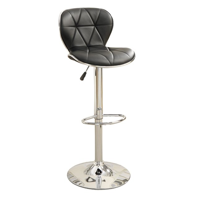 Poundex Tabouret de Bar Pivotant Réglable en Similicuir Capitonné 43 Pouces Noir (Ensemble de 2)