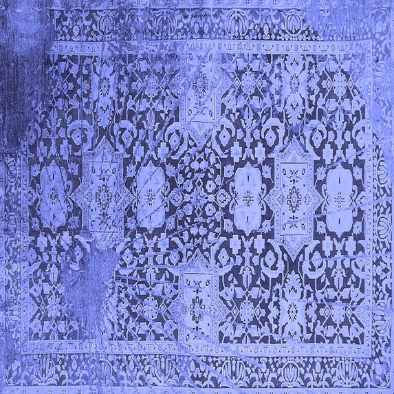 Ahgly Company Machine Washable Indoor Square Oriental Blue Industrial Area Rugs, 6' Square