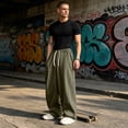 thumbnail image 2 of Evdexr Baggy Sweatpants Mens Wide Leg Drawstring Pants with Pockets Winter Fall Hiking Lounge Trousers Loose Fit Open Bottom Elastic Waist Sweat Pants XL, 2 of 9