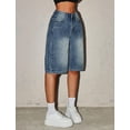 thumbnail image 6 of OYYN Girls Bermuda Jean Shorts Casual Summer Vintage Mid Waisted Straight Leg Denim Shorts, 6 of 6