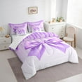 thumbnail image 3 of Manfei Purple Sequin Print Bedding Comforter Set 7pcs, Fashion Glitter Bowknot Queen Bedding Sets, Dreamy Ribbon Bow Queen Sheet Sets, Microfiber Bedroom Decor, 3 of 7