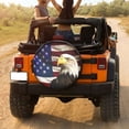 thumbnail image 3 of KAKALAD Bald Bird With American Flag 02 Spare Tire Cover Universal Vehicle Accessories Buckle Car Tools 14”in, 3 of 6