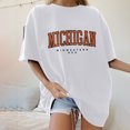 thumbnail image 2 of Honeeladyy Clearance under 5$ Michigan Midwestern USA Letter Shirt for Women Vintage Short Sleeve Tops Loose Summer Crewneck Casual Trendy Blouse, 2 of 7
