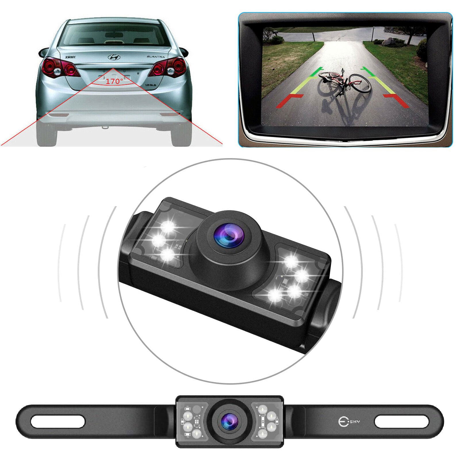 170° HD Car Reverse Parking Reversing Camera Rear View Cam 4 LED Night Vision 