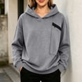thumbnail image 5 of Tqcoqu Women's Hooded Sweatshirt with Zip Chest Pocket,Drop Shoulder Long Sleeve Casual Pullover Tops,2026 Fall Winter Trendy Clothes,Gray Women's S-XXXL, 5 of 6