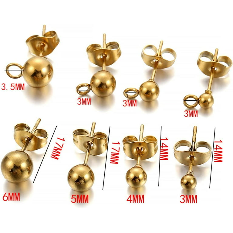 Ear Hook & Earback 20pcs/lo Stainless Steel Round Ball Earring Post Stud  with Earring Plug Findings Ear Back for DIY Jewelry Making Supplies for  Jewelry Making DIY(3mm) 