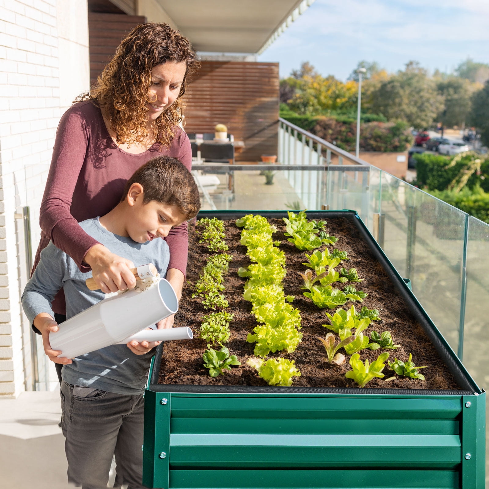KING BIRD Raised Garden Bed with Legs Galvanized Large Elevated Planter Box for Backyard, Patio, Balcony, 600lb Capacity, Green 70.9x22.8x31.5 in