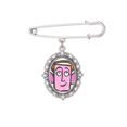 thumbnail image 1 of Angel Face Sketch Happy Brooch Pin Dress Shirt Shawl Clips, 1 of 3
