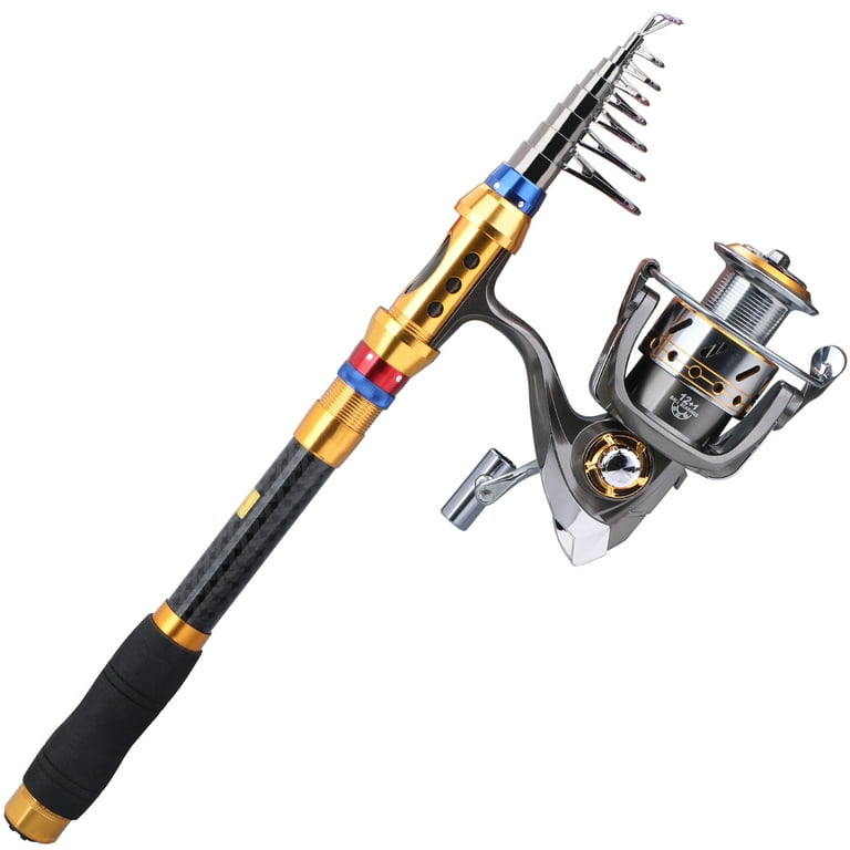 Sougayilang Carbon Fiber Telescopic Fishing Rods and Spinning Fishing Reels  Combo Kit