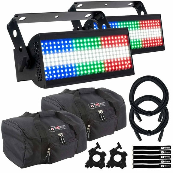 ADJ JOLT 300 High Powered Multi-Use LED Strobe Fixtures with Carry Cases Duo Package