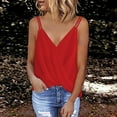 thumbnail image 2 of YUGYXL Women's Deep V-Neck Crop Top Fashion Night Club Pleated Tanks Spaghetti Straps Camisole Workout Going Out Trendy Summer Camisoles Red,L, 2 of 6