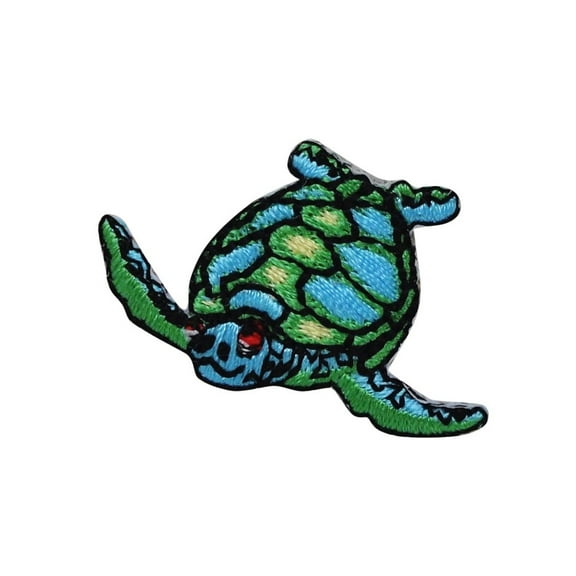 Mini - Small Sea Turtle - Facing Left - Iron on Applique - Embroidered Patch