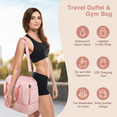 thumbnail image 6 of 3Pcs Travel Duffle Bag, Tote Gym Bag with Shoes Compartment & Shoes Bag, Weekender Overnight for Women with Wet Pocket & USB Charging Port, Carry On Bag for Women, Travel, Gym, Weekend, Pink, 6 of 7