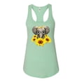 thumbnail image 2 of Elephant Sunflower Cute Love Animal Lover Ladies Racerback Tank Top, Mint, X-Large, 2 of 3