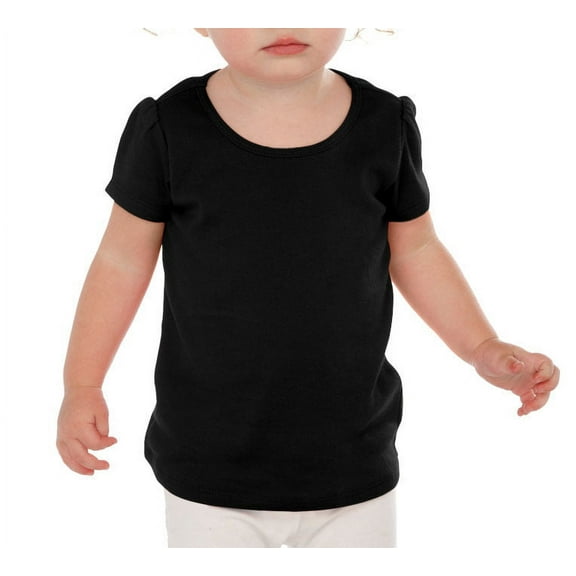 Kavio I1P0543 Infants Scoop Neck Puff Sleeve-Black-6M