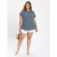 thumbnail image 2 of DARING DIVA Women's Plus Striped Raglan Sleeve Crew Neck T-Shirts Blouses 2X Navy Blue, 2 of 6