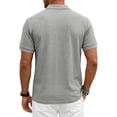 thumbnail image 4 of Waffle Texture Polo Shirts for Men Short Sleeve Button Placket Chest Pocket Casual Summer Golf Tee Lightweight Breathable Fit Light Gray L, 4 of 6