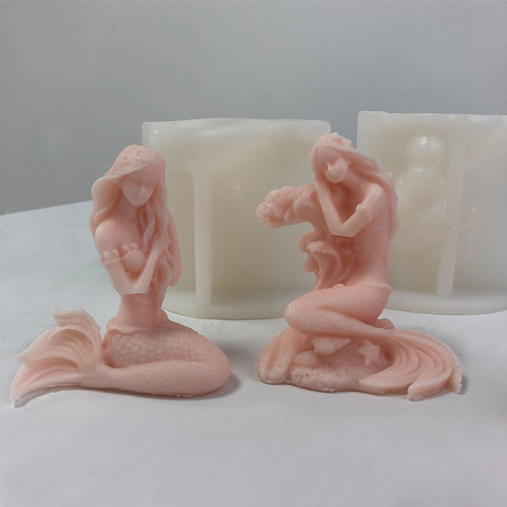 Oasiva 3D Mermaids Shape Candle Mold Unique Mermaids Aromatherapys Gypsum Ornament Mold
