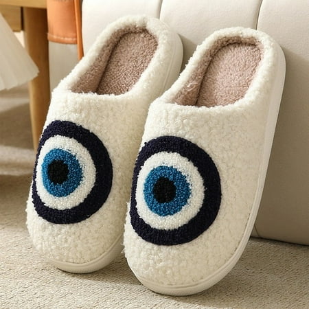 

CoCopeanut Cute Winter Slippers For Men Women House Plush Slides Bedroom Furry Winter Shoes Christmas Gift Family Couple Xmas Party Shoes