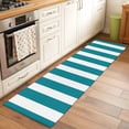thumbnail image 3 of Teal Striped Large Area Rugs for Bedroom Living Room, Soft Non Slip Carpet Bedside Rug, Simple Art Vertical Stripe Farmhouse Rectangular Floor Cover Kitchen Accent Rug 2'x6' for Dining Room/Office, 3 of 9